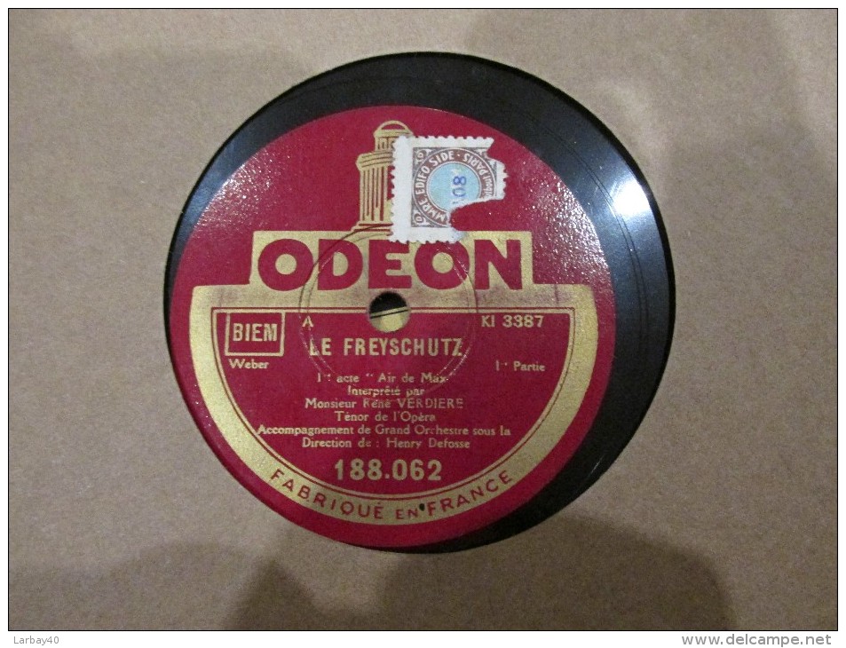 78 Tours  Le Freychutz  - Rene Verdiere - Odeon 188 062 - 78 T - Disques Pour Gramophone