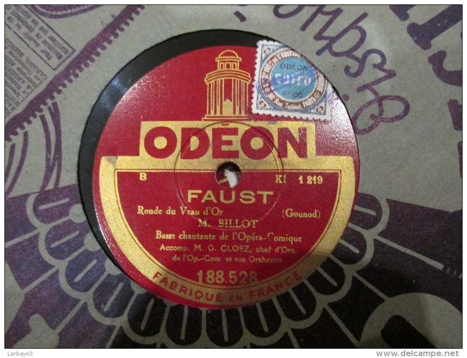 78 Tours  Faust  M Billot  - Odeon 188 528 - 78 Rpm - Schellackplatten