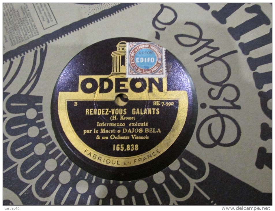 78 Tours On Danse A Vienne - Rendez Vous Galants  - Odeon 165 838 - 78 Rpm - Schellackplatten