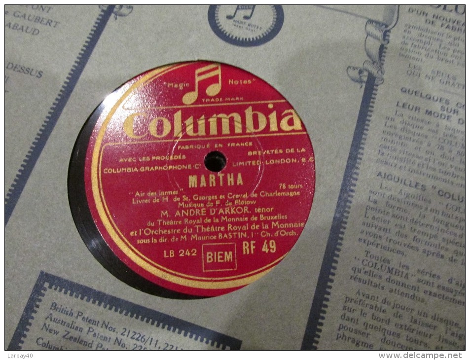 78 Tours Maitre Pathelin - Martha - Columbia Rf49 - 78 Rpm - Schellackplatten