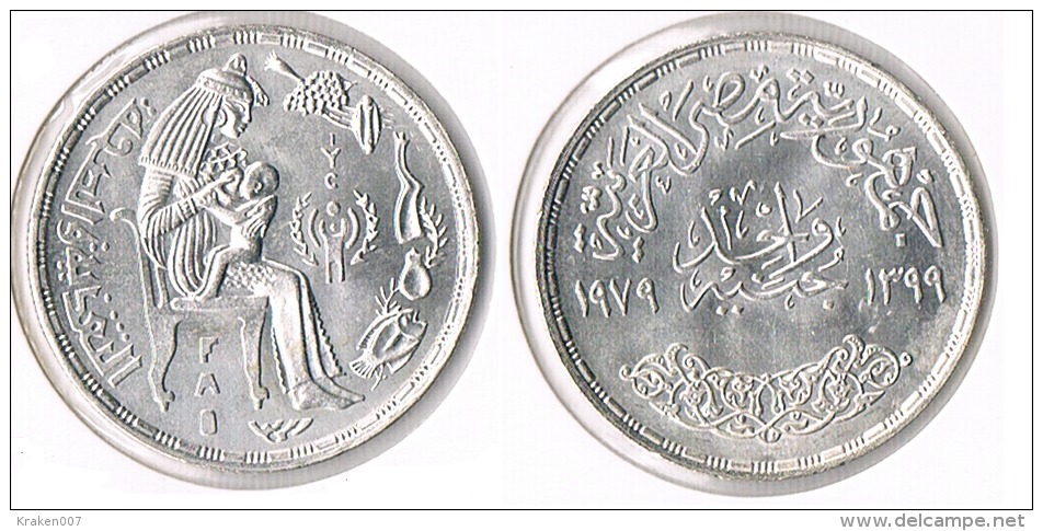 Egipt 1 Pound 1979-FAO- Silver - Egitto