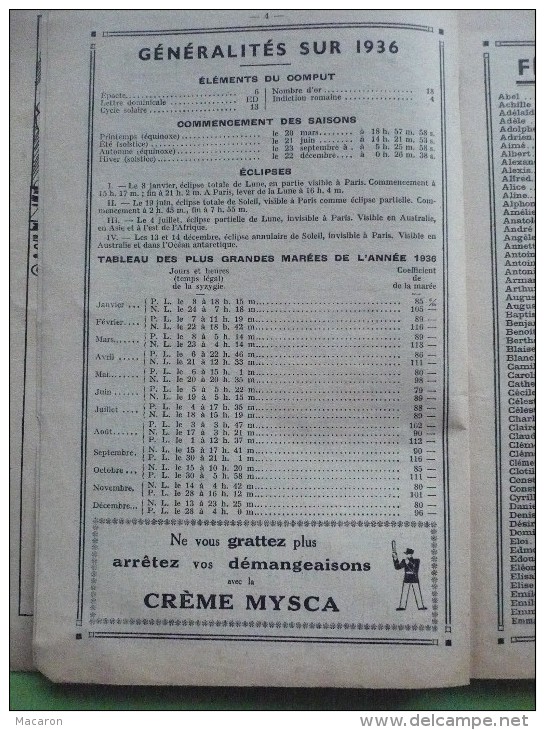 ALMANACH FRANCOIS 1936 Pharmacie Pollet Le Touquet. COMPLET 160 Pages. MEDICAMENT  MEDECINE TRES BON ETAT - Kleinformat : 1921-40