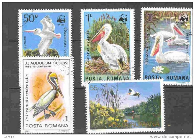 Lot Obl. Roumanie Pelicans Divers. - Pelicans