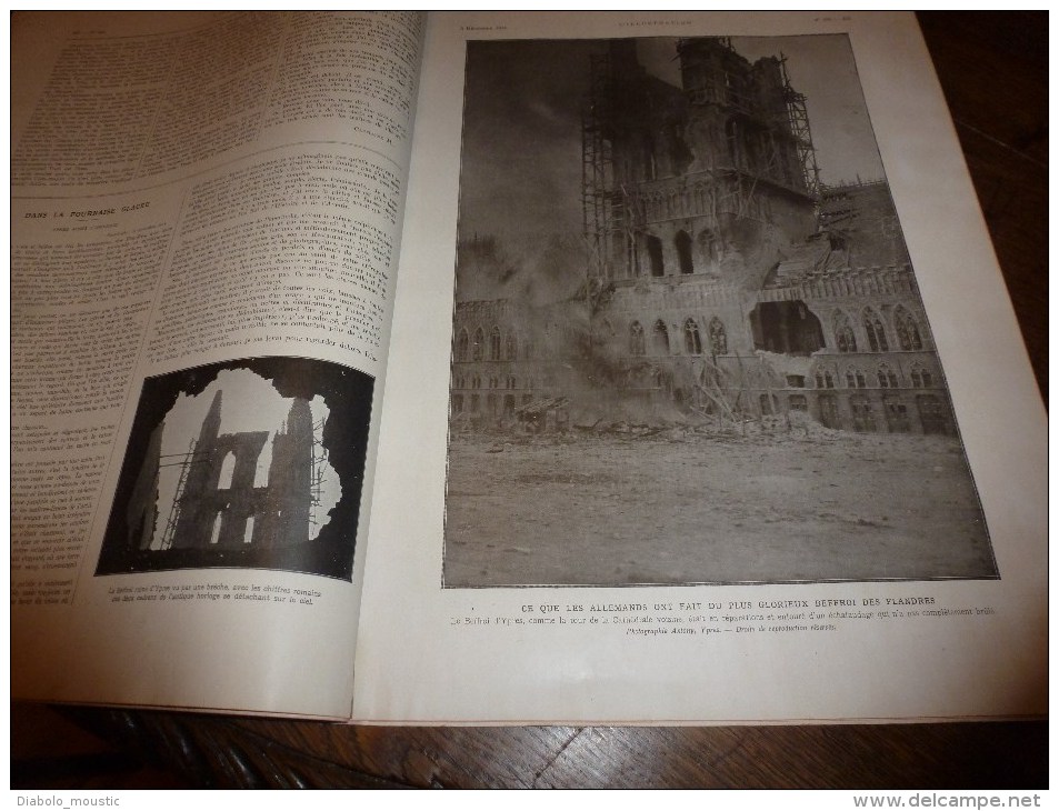 1914  GUERRE MONDIALE : La BELGIQUE Dévastée à Ypres , Louvain..etc; Place Vandenpeerboom En Feu;RUSSIE - L'Illustration