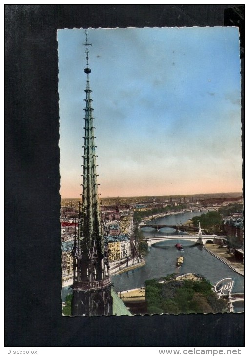 F2654 Paris Et Ses Merveilles - La Fleche De Notre Dame Et Panorama De La Seine En Amont - Old Small Card 1952 - Notre Dame De Paris