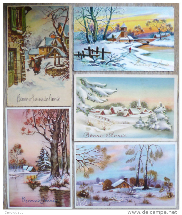 CP Lot 11x Litho Illustrateur M.G.A. MGA COLOPRINT ETC VOEUX Paysage MAISON VILLAGE NEIGE Arbre - Sammlungen & Sammellose