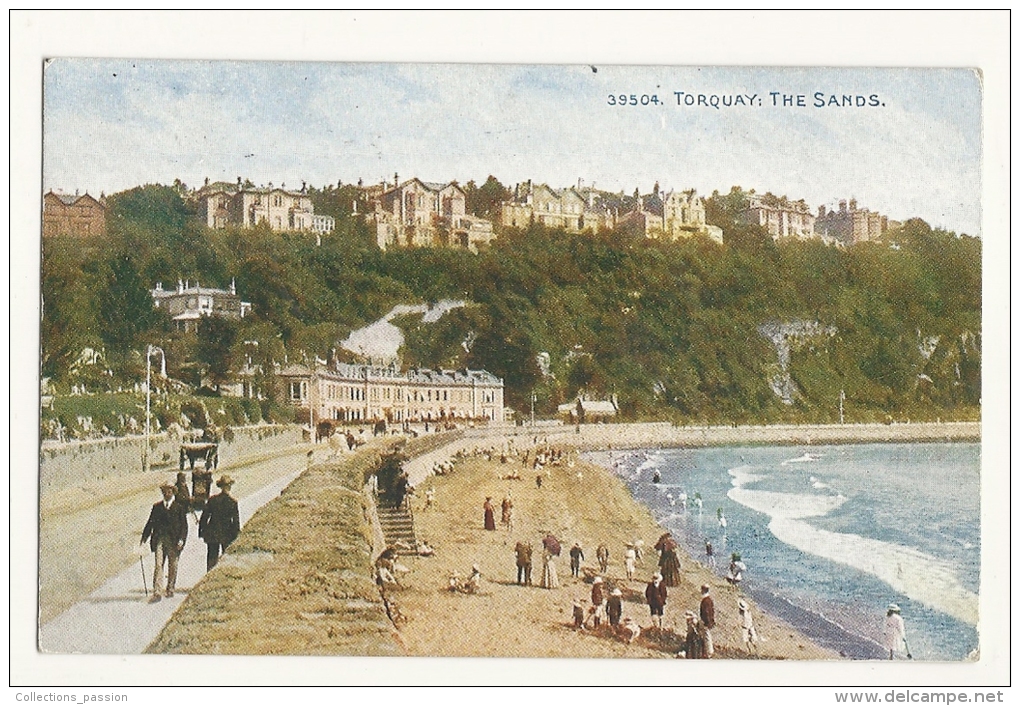 Cp, Angleterre, Torquay, The Sands, Voyagée - Torquay