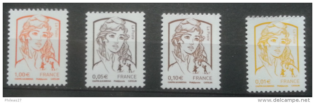 France  -  Marianne De La Jeunesse  - 1.00€; 0.01€; 0.05€; 0.10€   Lettre Prioritaire - 2013-2018 Marianne De Ciappa-Kawena