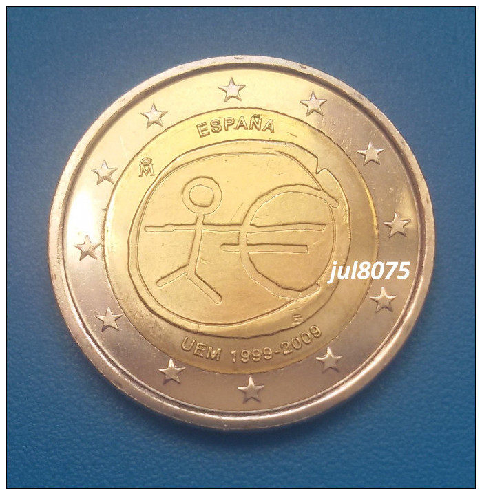 2 Euro Commemorative Espagne 2009 EMU 10ans De L´euro 1999-2009 PIECE NEUVE UNC - Espagne