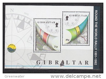 Gibraltar 1992 Round The World Rally  M/s ** Mnh (T985) - Gibraltar