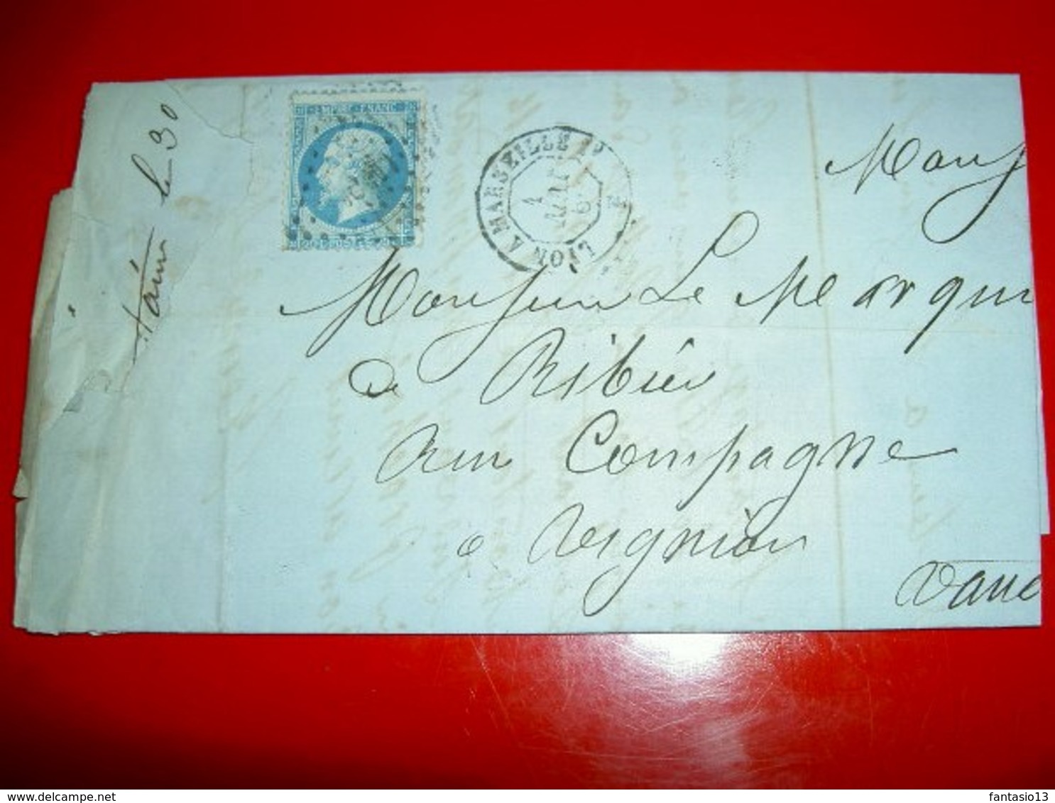 Lettre De Lyon à Marseille 1866 Timbrées Empire Franc 20 Centimes Napoléon III /Marquis De Ribiers  Avignon / Vin - 1862 Napoleon III