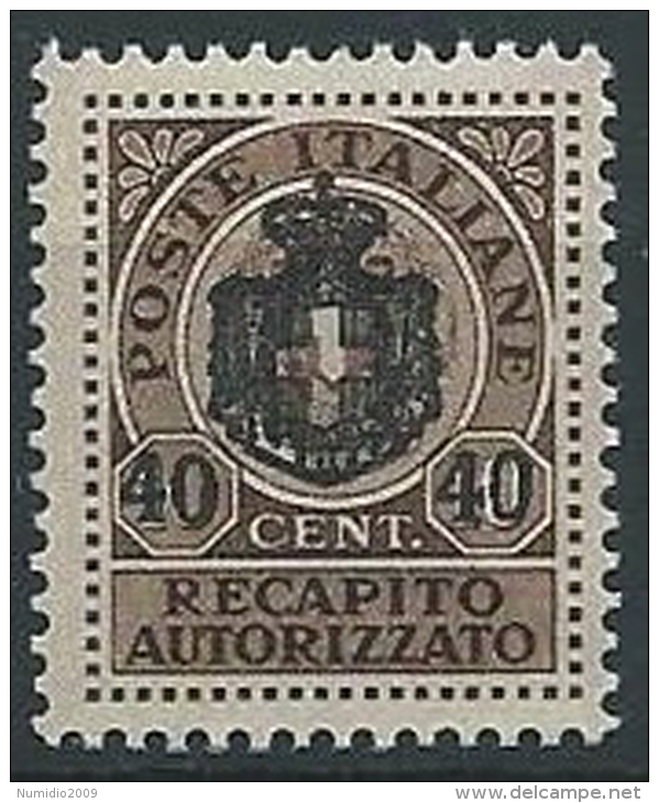 1945 LUOGOTENENZA RECAPITO AUTORIZZATO 40 SU 10 CENT MNH ** - ED1050-2 - Service Privé Autorisé