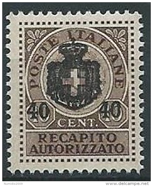 1945 LUOGOTENENZA RECAPITO AUTORIZZATO 40 SU 10 CENT MNH ** - ED1050-8 - Authorized Private Service