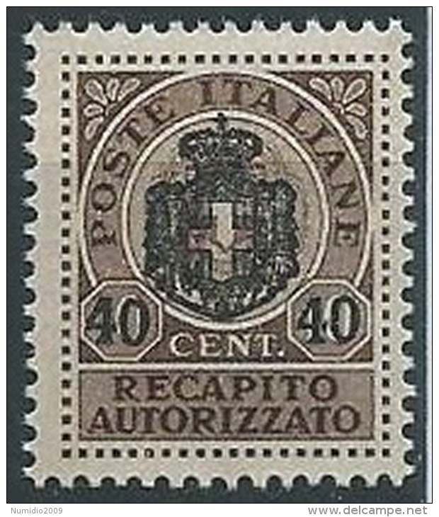 1945 LUOGOTENENZA RECAPITO AUTORIZZATO 40 SU 10 CENT MNH ** - ED1051-14 - Recapito Autorizzato