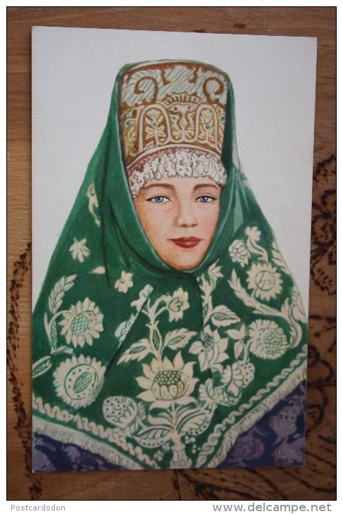 Russie/ Russian Headgear Headwear  Headdres - Types Russes - OLD WOMAN FASHION  - NATIONAL COSTUME - OLD USSR Postcard - Costumes