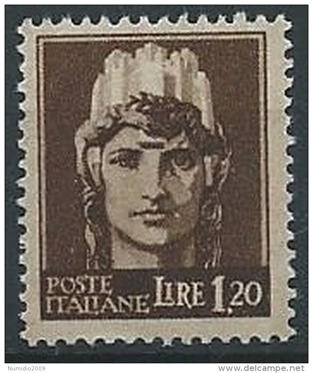 1945 LUOGOTENENZA ROMA 1,20 LIRE FILIGRANA RUOTA MNH ** - ED1055-10 - Neufs