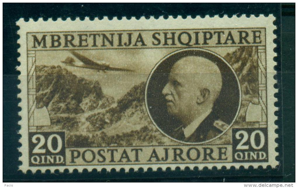 ALBANIA 1939 EFFIGIE V.E.III POSTA AEREA 20 Q.BRUNO  MNH**  LUSSO - Albania