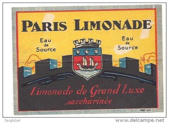 Ancienne étiquette Paris Limonade  Limonade De Grand Luxe - Other & Unclassified