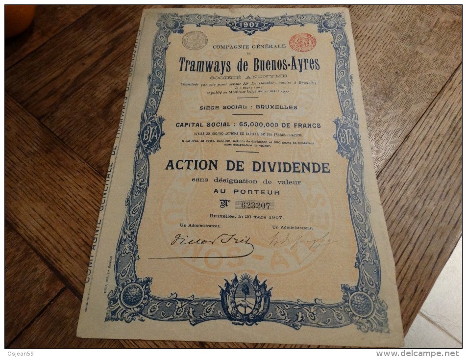 TRAMWAYS De Buenos-AYRES-1907 - Chemin De Fer & Tramway
