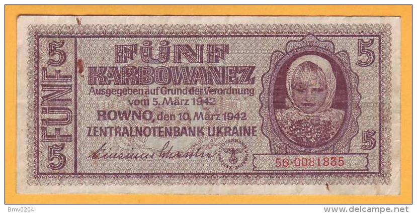 1942 Ucraina. 5 Karbovanets. - Ukraine