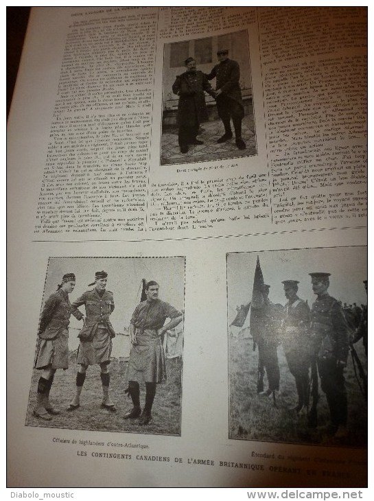 1914  GUERRE MONDIALE :Roi Albert à Furnes;Canadiens De L'armée Britanique; SERBIE  AUTRICHE; Carol 1er; Sommesous - L'Illustration