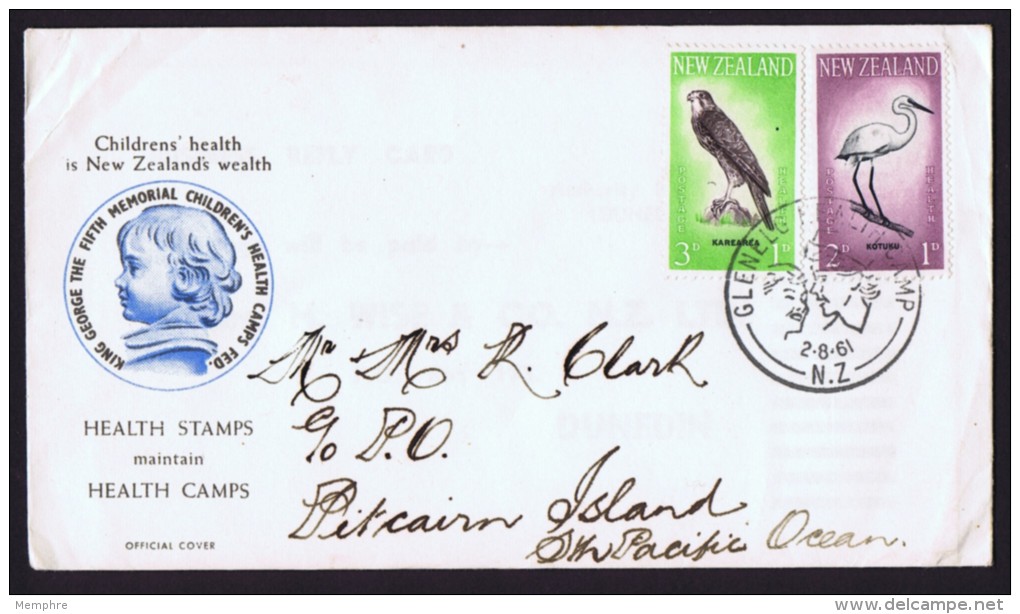 1961  Health Stamps - Birds Glenelg Health Camp Cancel On FDC To RARE RARE Destination:  PITCAIRN  Island - FDC