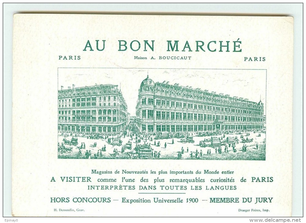 PRIX FIXE - CHROMO - AU BON MARCHE - EXPOSITION UNIVERSELLE 1900 - METIER - CAFE CREME - Au Bon Marché