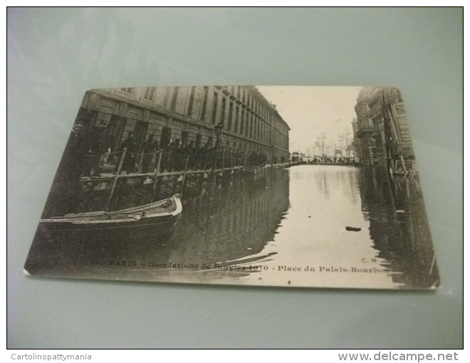 Inondazione Di Parigi Del 1910 Place Du Palais Bourbon  Soldati Sulla Passaggio Sopra Elevato - Inondazioni