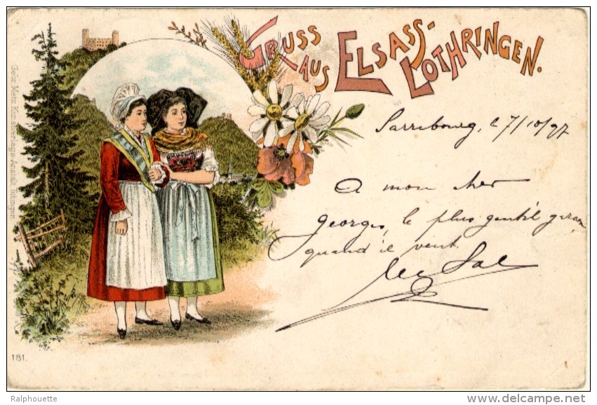 Gruss Aus Elsass-Lothringen - Précurseur - Cachet De Saarburg à Dieuze - Alsace