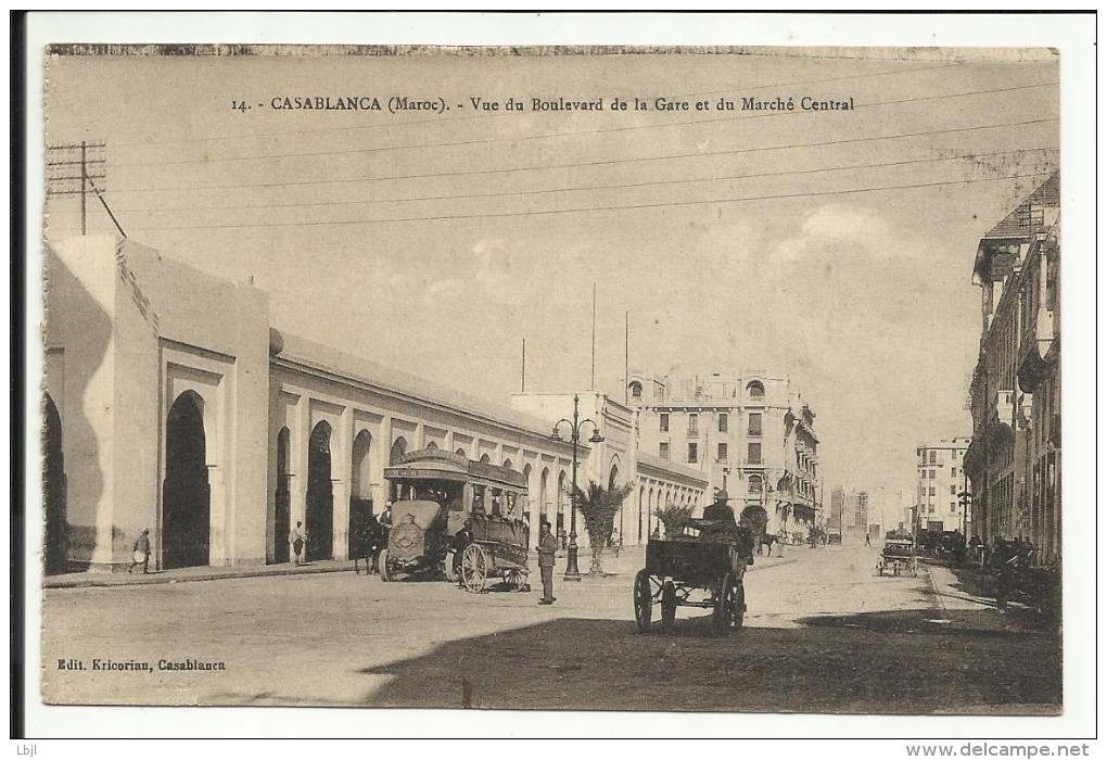 CASABLANCA , Vue Du Boulevard De La Gare Et Du Marché Central , 1925 , CPA ANIMEE - Casablanca