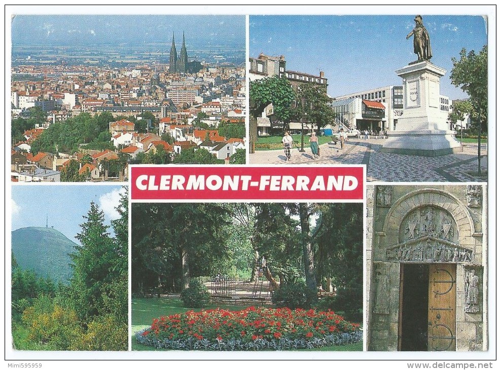 CLERMONT-FERRAND -Multivues (Vue Générale, Jardin Lecoq, Staue Général Desaix..- Animée -Circulée 1987 -Scan Recto-Verso - Clermont Ferrand