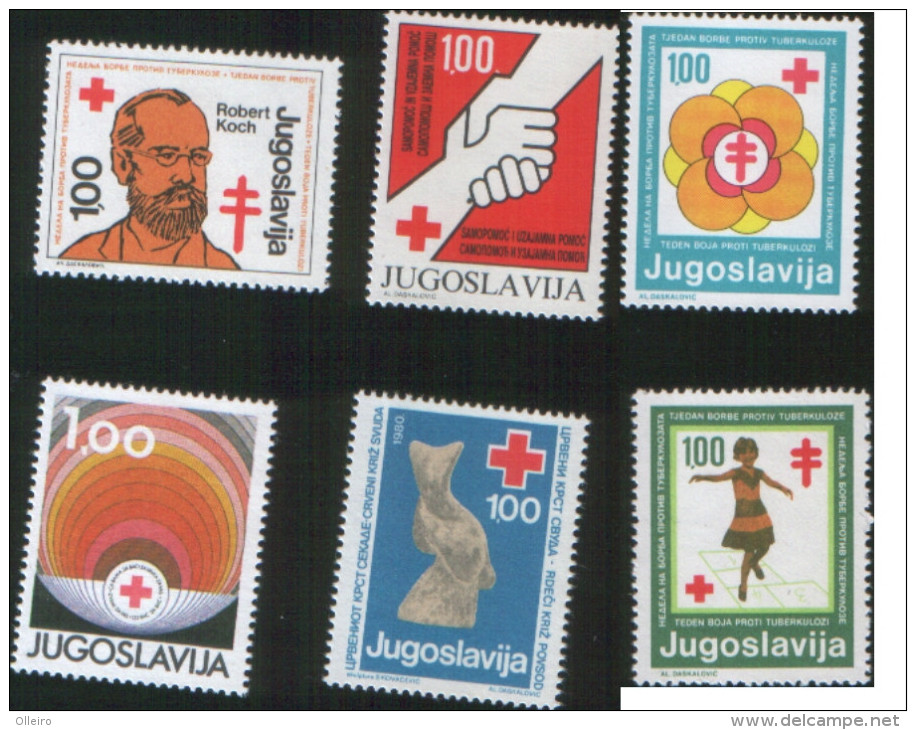 Jugoslavia Yougoslavie 1979-1982 Settimana Della Croce Rossa 6v Complete Set  ** MNH - Beneficenza