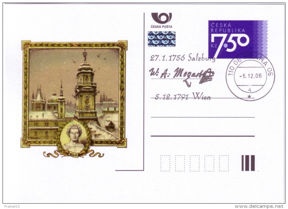 Czech Rep. / Postal Stat. (Pre2006/09cp) W. A. Mozart, Prague: Clementinum - Observatory, Library, And University - Abbayes & Monastères