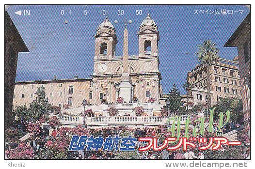 Télécarte Japon - ITALIE - ROME - EGLISE TRINITE DES MONTS - ITALY ROMA - Japan Phonecard - Site HANSHIN AIRLINES 28 - Paisajes