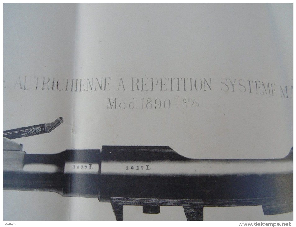 Rare Affiche Fusil A Répetition Autrichien Systeme MANNLICHER Mod 1890 - Sammlerwaffen