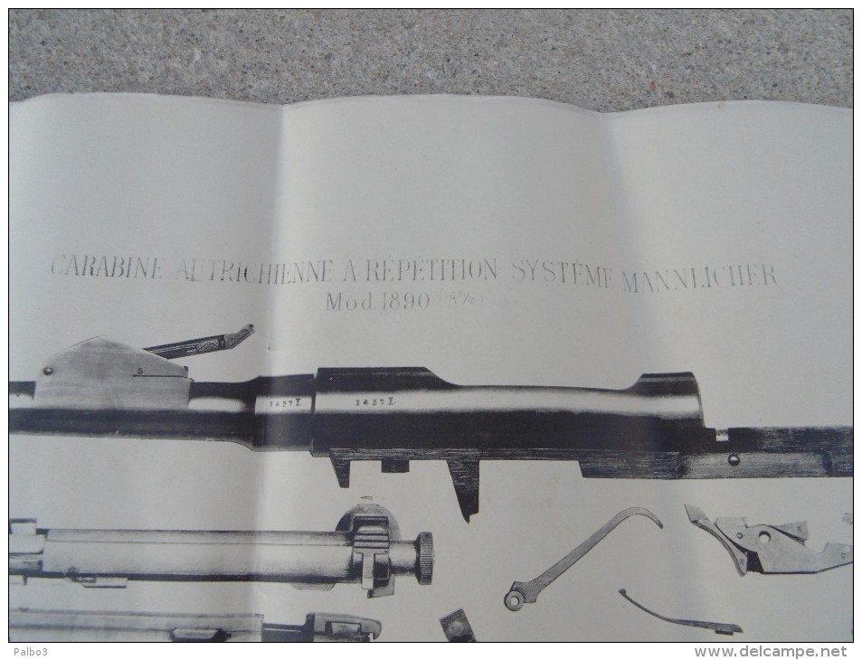 Rare Affiche Fusil A Répetition Autrichien Systeme MANNLICHER Mod 1890 - Decorative Weapons