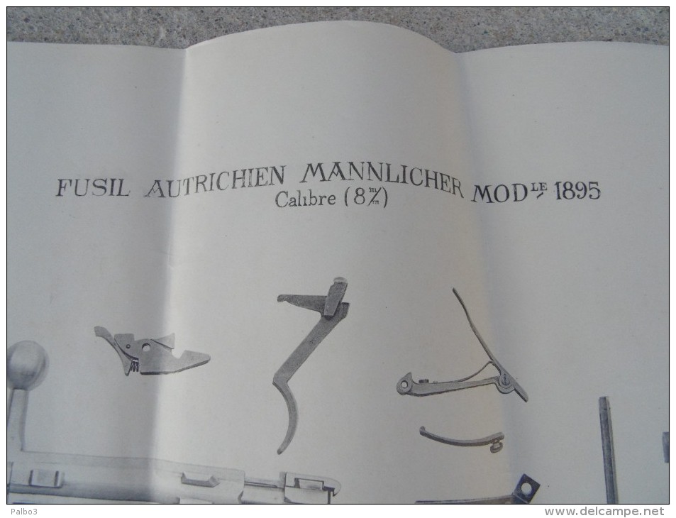 Rare Affiche Fusil A Répetition Autrichien Systeme MANNLICHER Mod 1895 - Armes Neutralisées