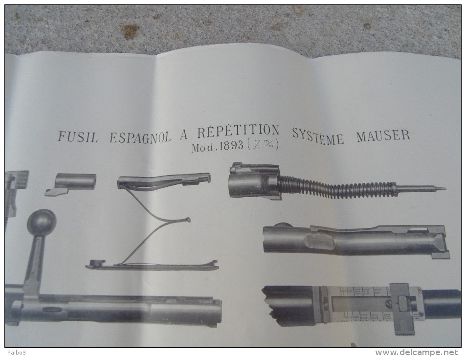 Rare Affiche Fusil A Répetition Espagnol Systeme MAUSER Mod 1893 - Armes Neutralisées