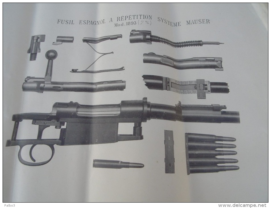 Rare Affiche Fusil A Répetition Espagnol Systeme MAUSER Mod 1893 - Armas De Colección