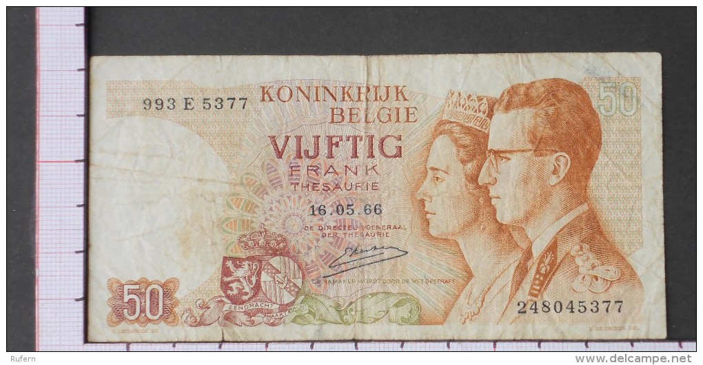 BELGIUM  50  FRANCS  1966  DATE 16-05-1966 -  (Nº09563) - 50 Francos