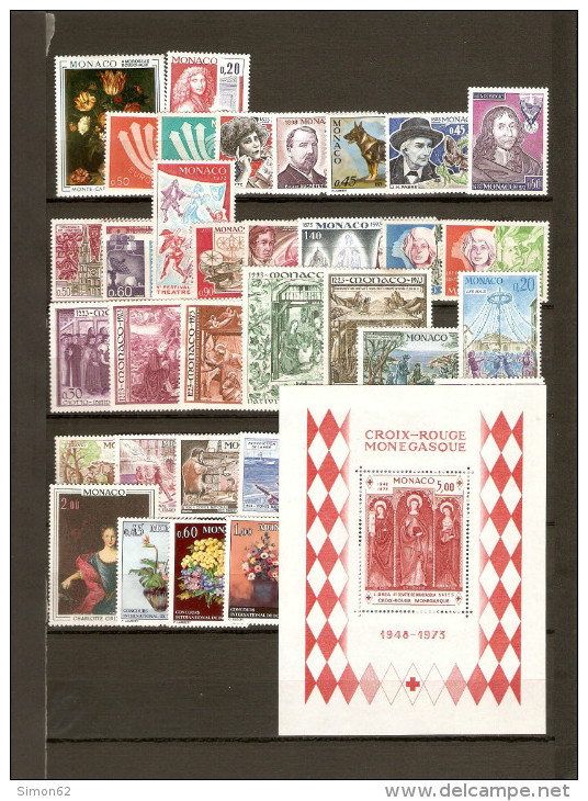 MONACO  ANNEE COMPLETE  1973    37  TIMBRES NEUFS ** - Full Years
