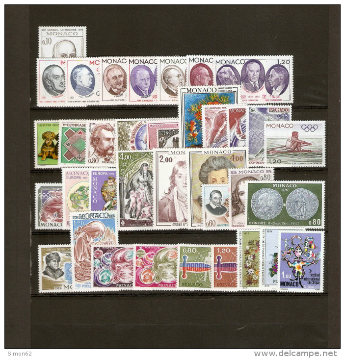 MONACO ANNEE COMPLETE  1976   36 TIMBRES NEUFS ** - Années Complètes