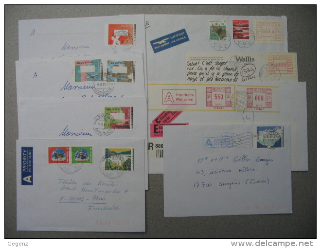 SUISSE - Lot De 8 Lettres Ou CP Avec Vignettes D'automates. - Automatic Stamps