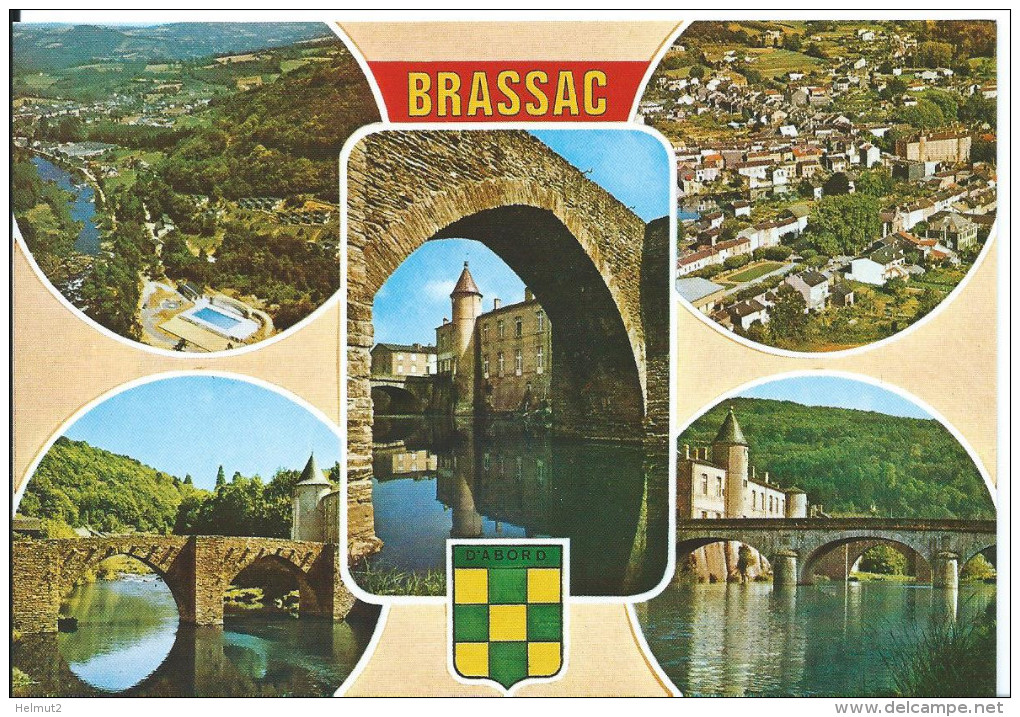 BRASSAC (Tarn) Multivues Pont Vieux Château Aérienne Vallée De L' Agout Piscine Blason (écrite Voir Détails 2scan) MW891 - Brassac