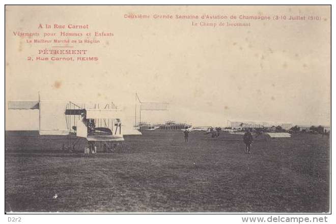 DEUXIEME GD SMAINE D´AVIATION DE CHAMPAGNE-3-10 JUILLET 1910-LE CHAMP DE LANCEMENT-ENTETE PUBLICITAIRE - Aérodromes