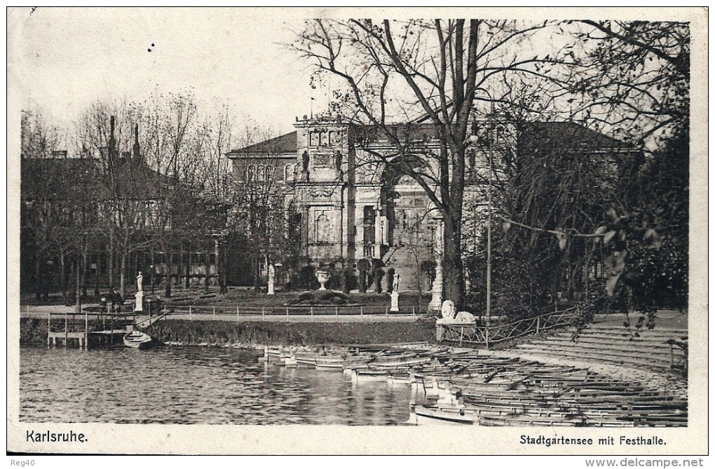 ALLEMAGNE - KARLSRUHE  -  STADTGARTENSEE MIT FESTHALLE - Karlsruhe