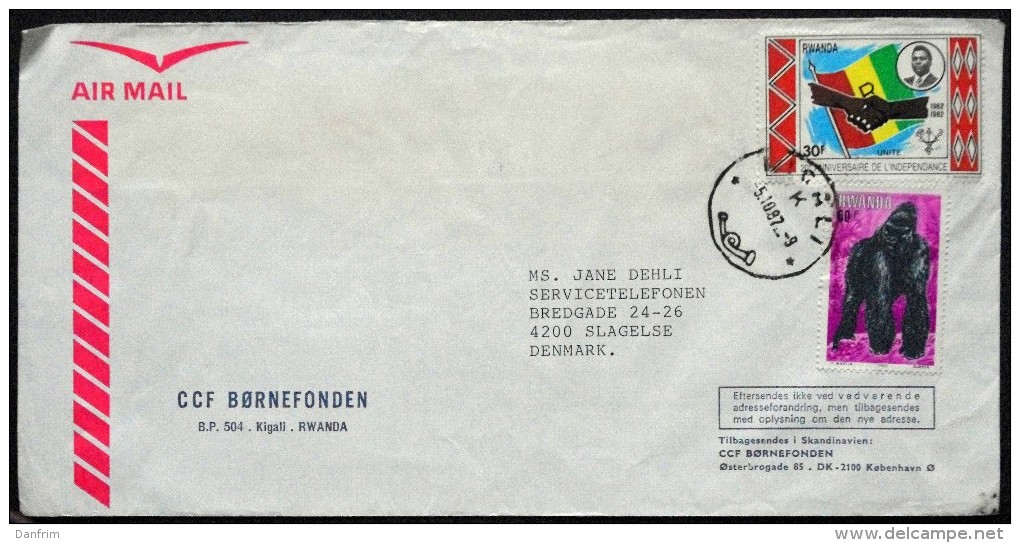 Rwanda Air Mail Cover Sent To Denmark  ( Lot 4572 ) - Autres & Non Classés