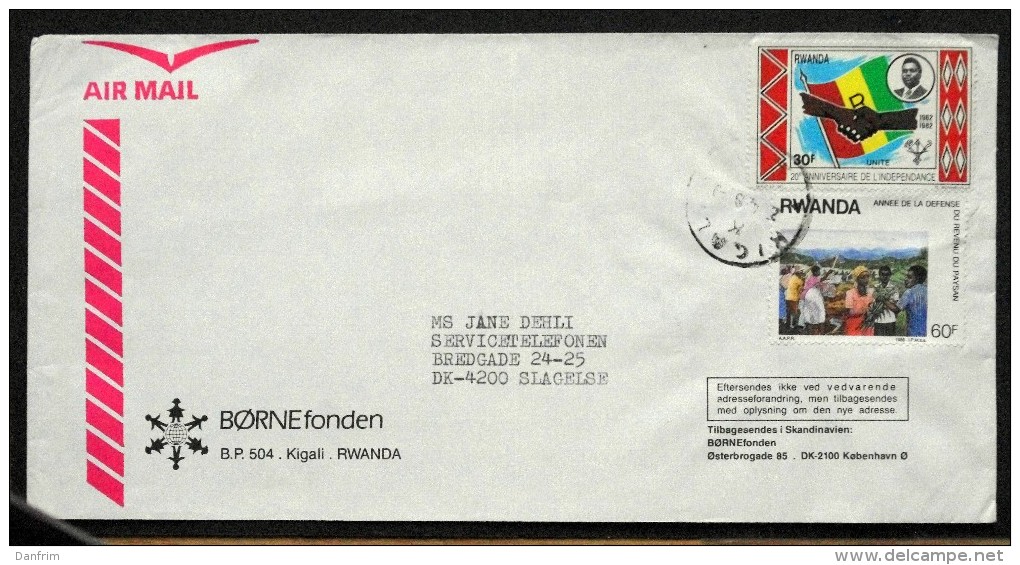 Rwanda Air Mail Cover Sent To Denmark  ( Lot 4553 ) - Andere & Zonder Classificatie