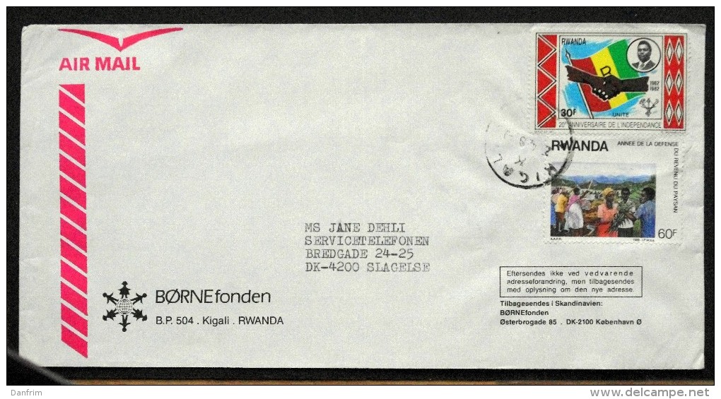 Rwanda Air Mail Cover Sent To Denmark  ( Lot 4553 ) - Autres & Non Classés
