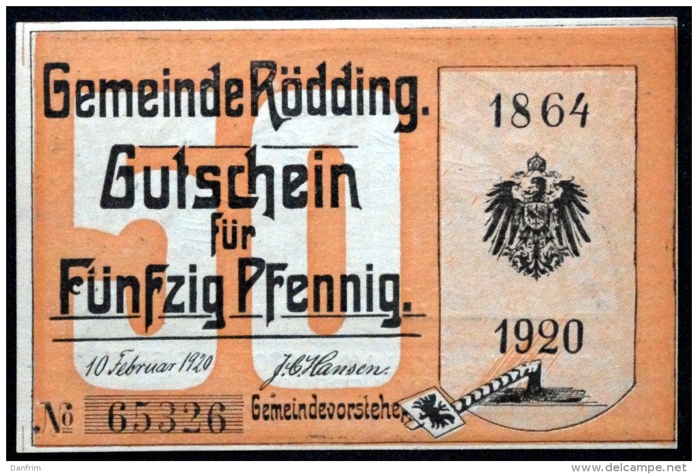 Notgeld  RØDDING 1920, 50 Pfennig ( Lot 30 ) - Dinamarca